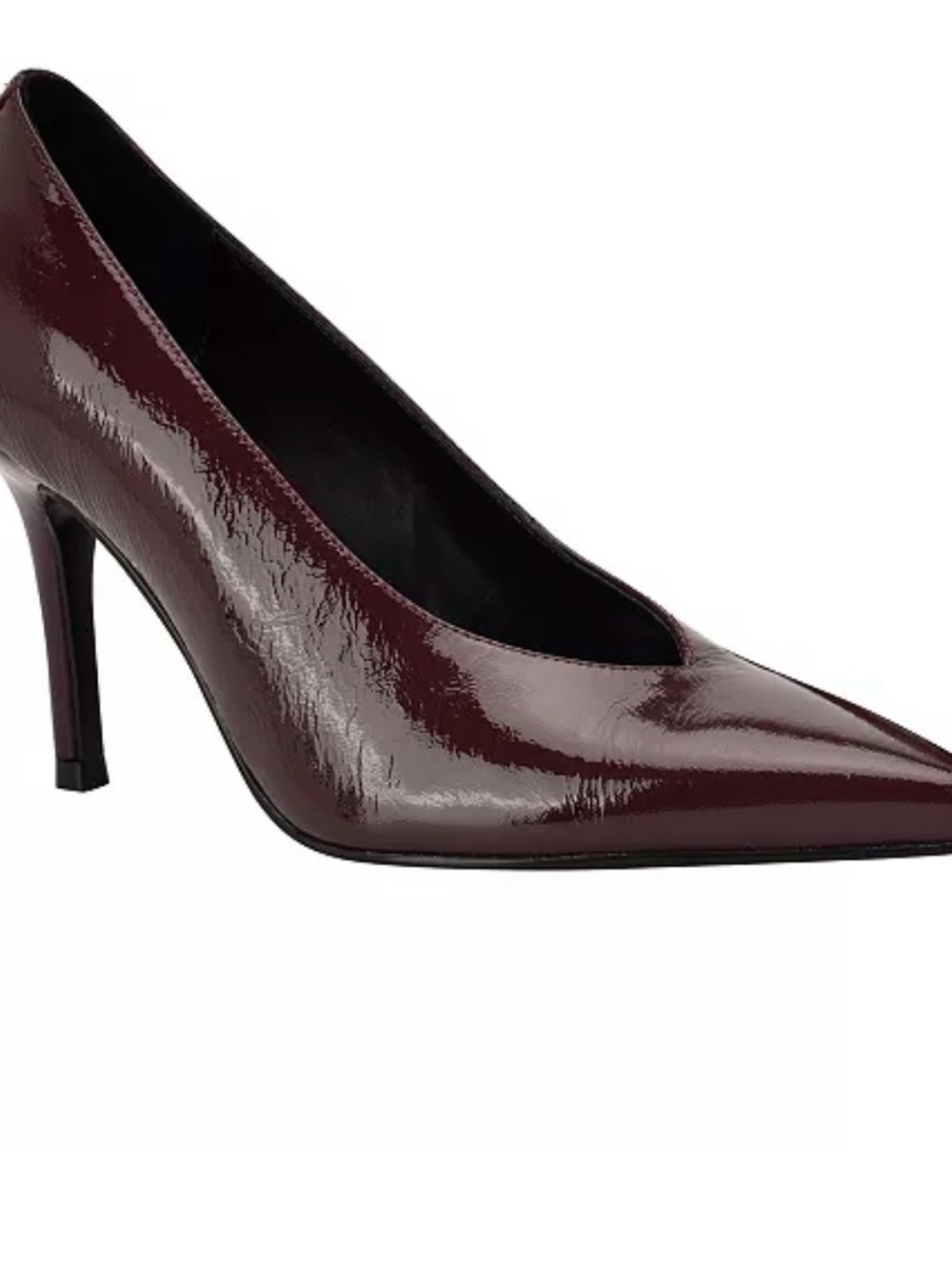 GUESS Women's Pointed Patent Pump - Burgundy (Prinda Hi Vamp Stiletto Pumps)